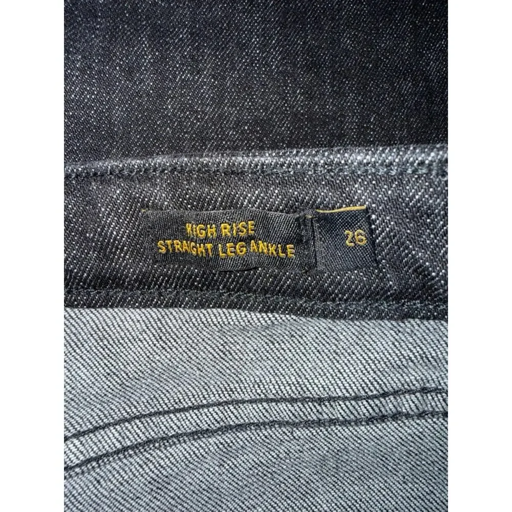 NEW LEE Vintage Modern Washed Black Denim High Rise Straight Ankle Jeans SZ 26